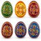 Set of 6 Folk Art Patterns Wooden Ukrainian Easter Eggs 2.5 Inches